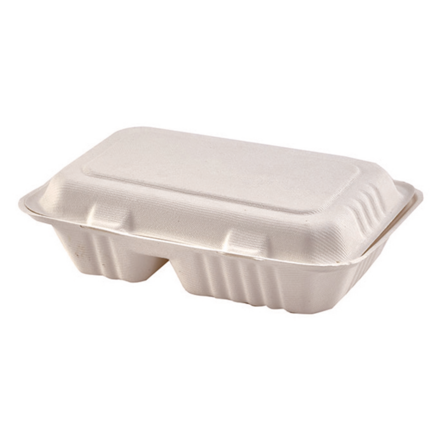 Container, Bagasse, 2 compartment, 9x6x white 1